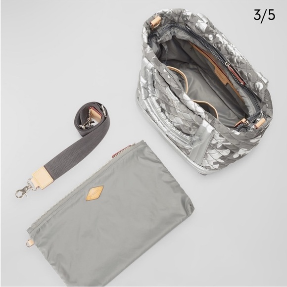 MZ Wallace small empire Silver metallic camo Tote Bag - NWT - Picture 4 of 16